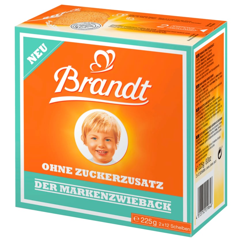 Brandt Markenzwieback ohne Zuckerzusatz 225g 2x12 Scheiben